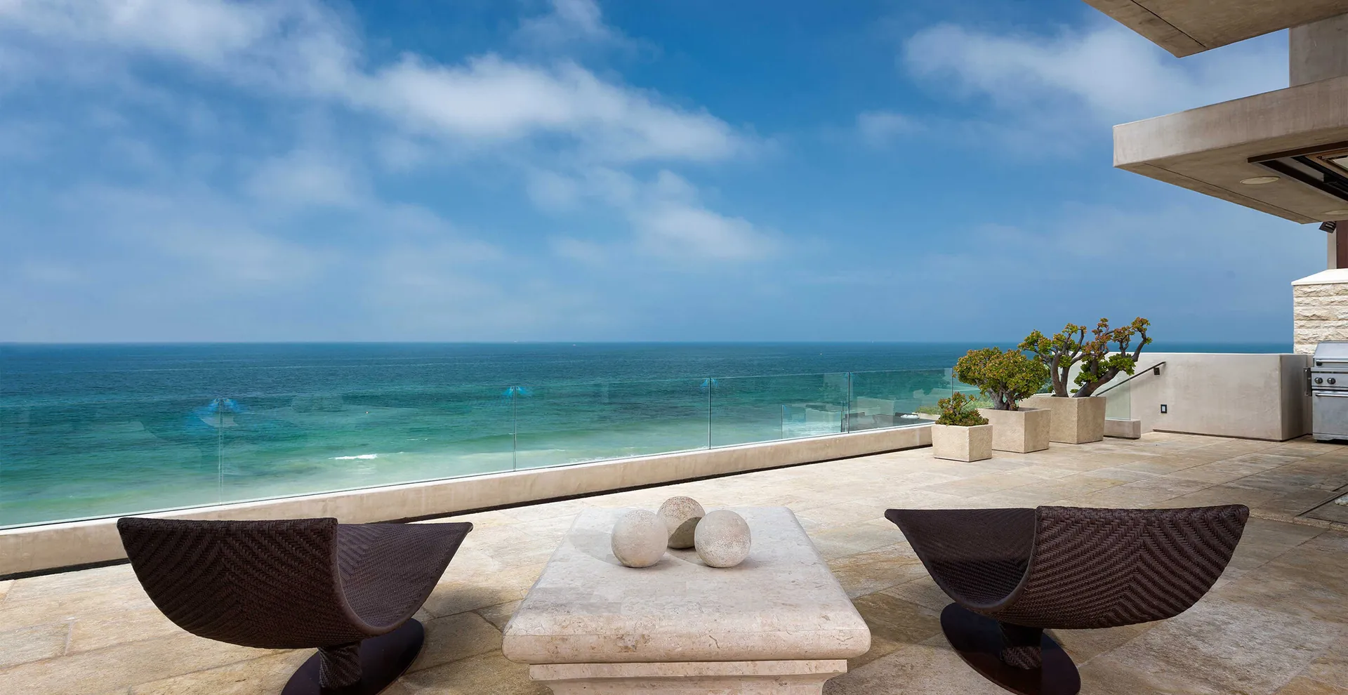 Oceanfront terrace overlooking the Pacific