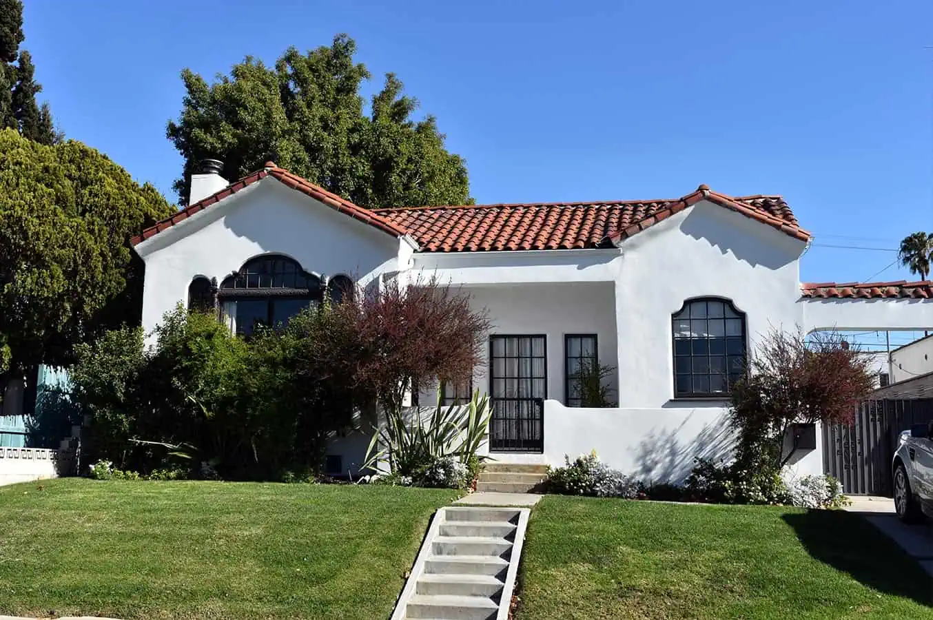 Southern California home exterior at golden hour
